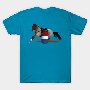 Bay Roan Barrel Racer - Equine Rampaige T-Shirt
